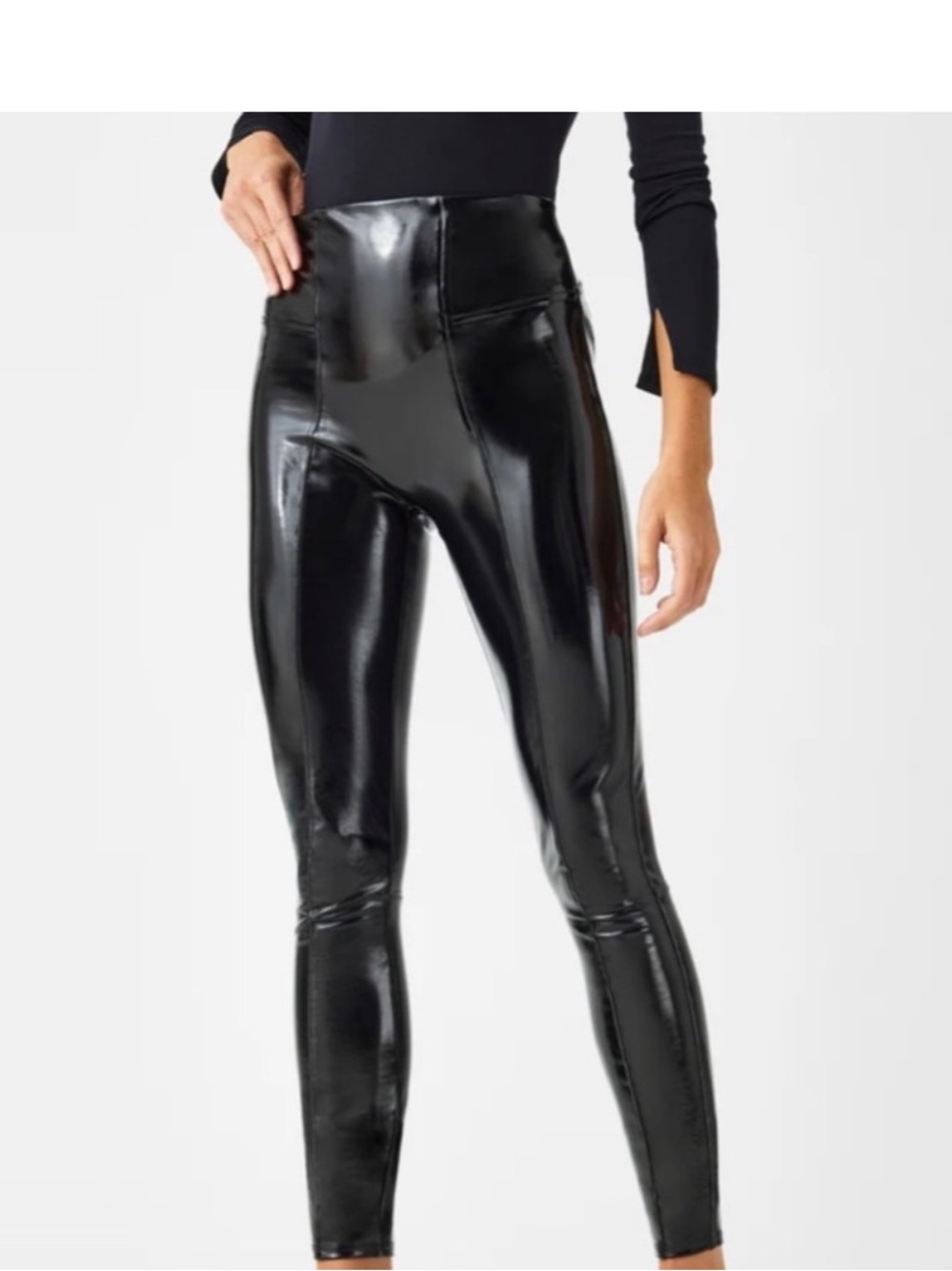 SPANX High-Waist Faux-Leather Leggings - Black